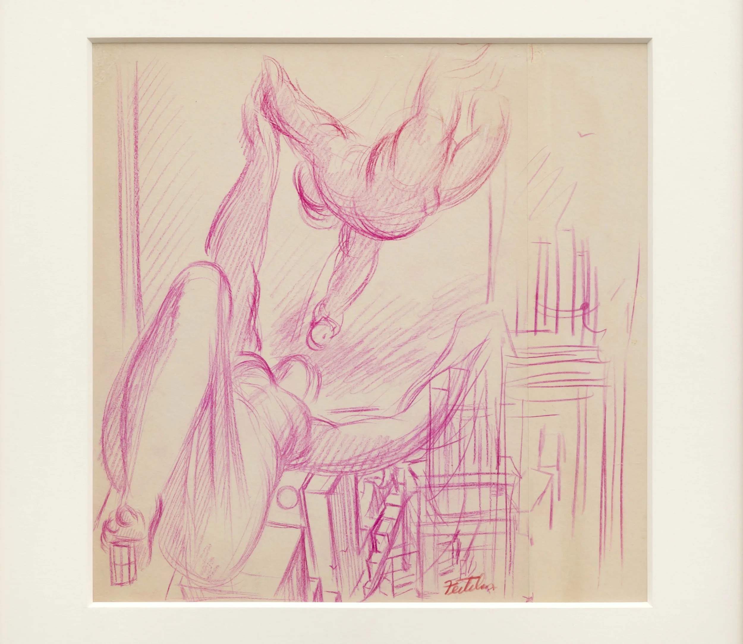 Lorser Feitelson (1898-1978) Study for Flight Over New York , c. 1935 colored pencil on paper 10 3/4 x 11 inches; 27.3 x 27.9 centimeters
