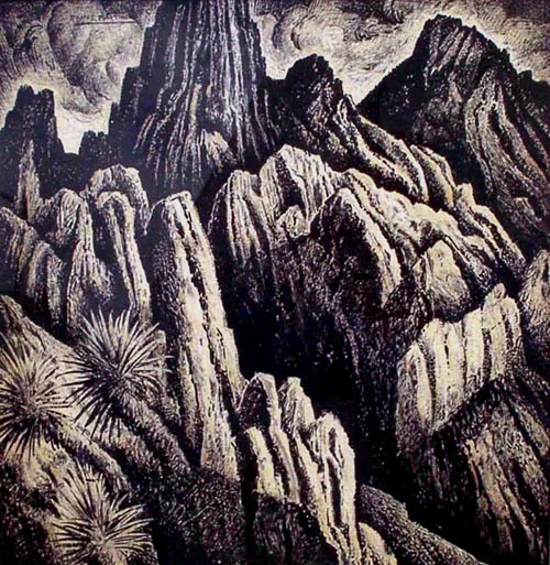 Alfredo Ramos Martinez (1871-1946) Cordillera Mexicana , 1934 tempera on paper 18 x 17 1/2 inches; 45.7 x 44.5 centimeters