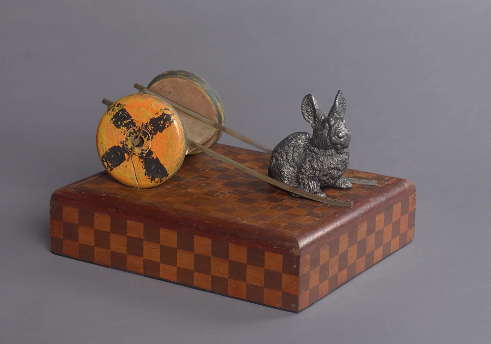 Cecilia Z. Miguez (b. 1955) Rabbit , 2015 bronze, wood and mixed media 7 x 12 x 10 1/2 inches; 17.8 x 30.5 x 26.7 centimeters