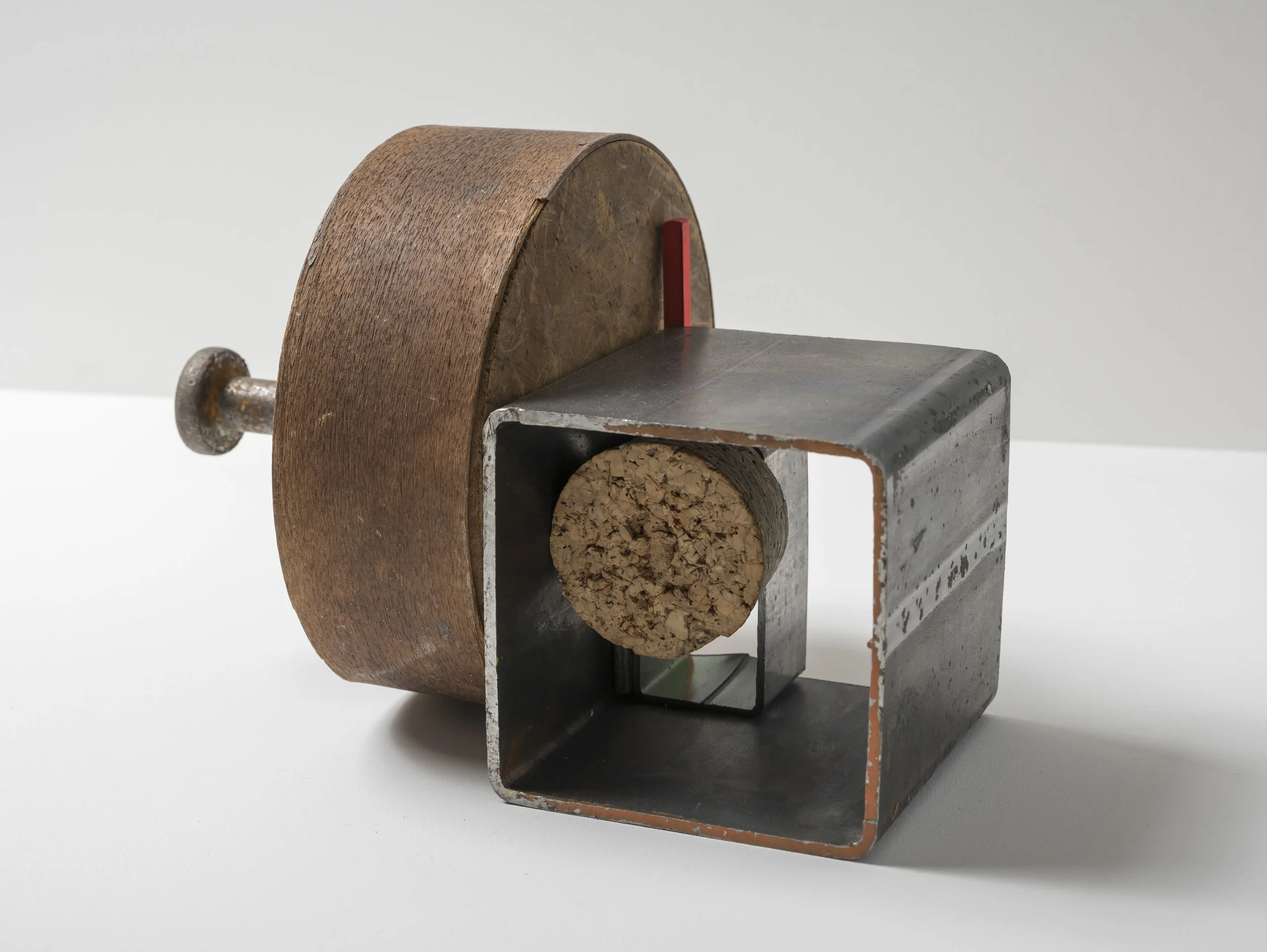 Assemblage V, 2019 steel, wood, magnet, cork, aerosol paint 6 1/4 x 9 x 6 1/4 inches; 15.9 x 22.9 x 15.9 centimeters