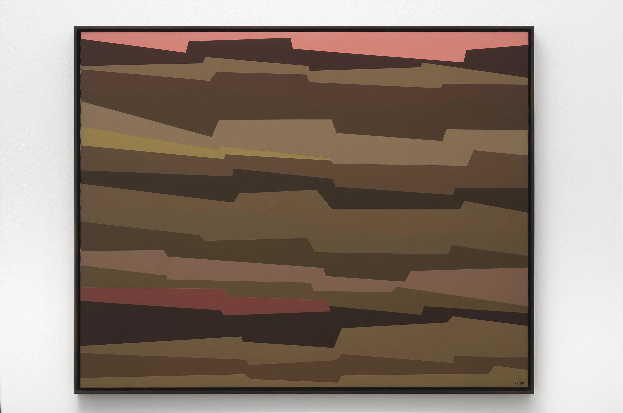 Interlocking Forms (amber, umber, yellow, crimson) , 1959 oil on canvas 40 x 50 inches; 101.6 x 127 centimeters