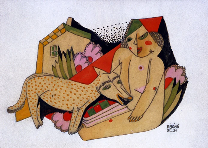 Young Girl and Dog (Mädchenakt und Hund) , circa 1920 gouache and watercolor on paper 8 x 11 inches; 20.3 x 27.9 centimeters