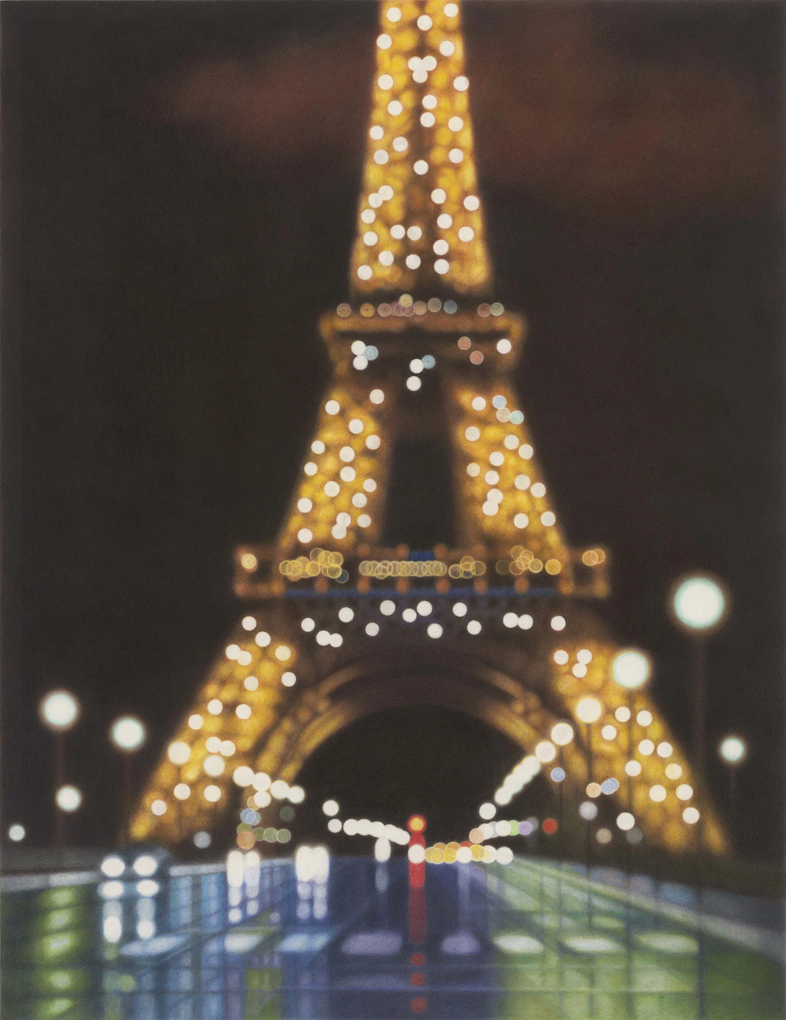 Eiffel Tower, II , 2014 color pencil and solvent on Strathmore Bristol Vellum 34 x 27 inches; 86.4 x 68.6 centimeters