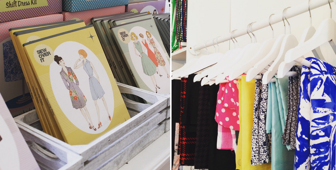 Dress making patterns and fabrics at Sew Over It. ( via Lisa's instagram )