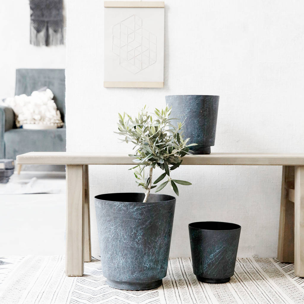 Marble effect blue planter - Not on the High Street - £39.95 (Medium: 19cm x 18cm or Large: 24cm x 26cm )