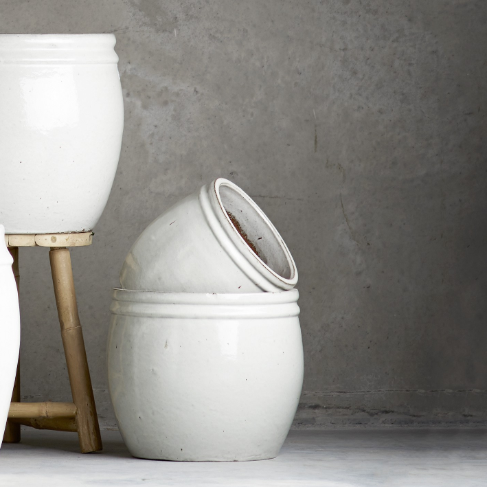 White glazed ceramic planter - Design Vintage - £45 (38cm dia, 32cm h) 