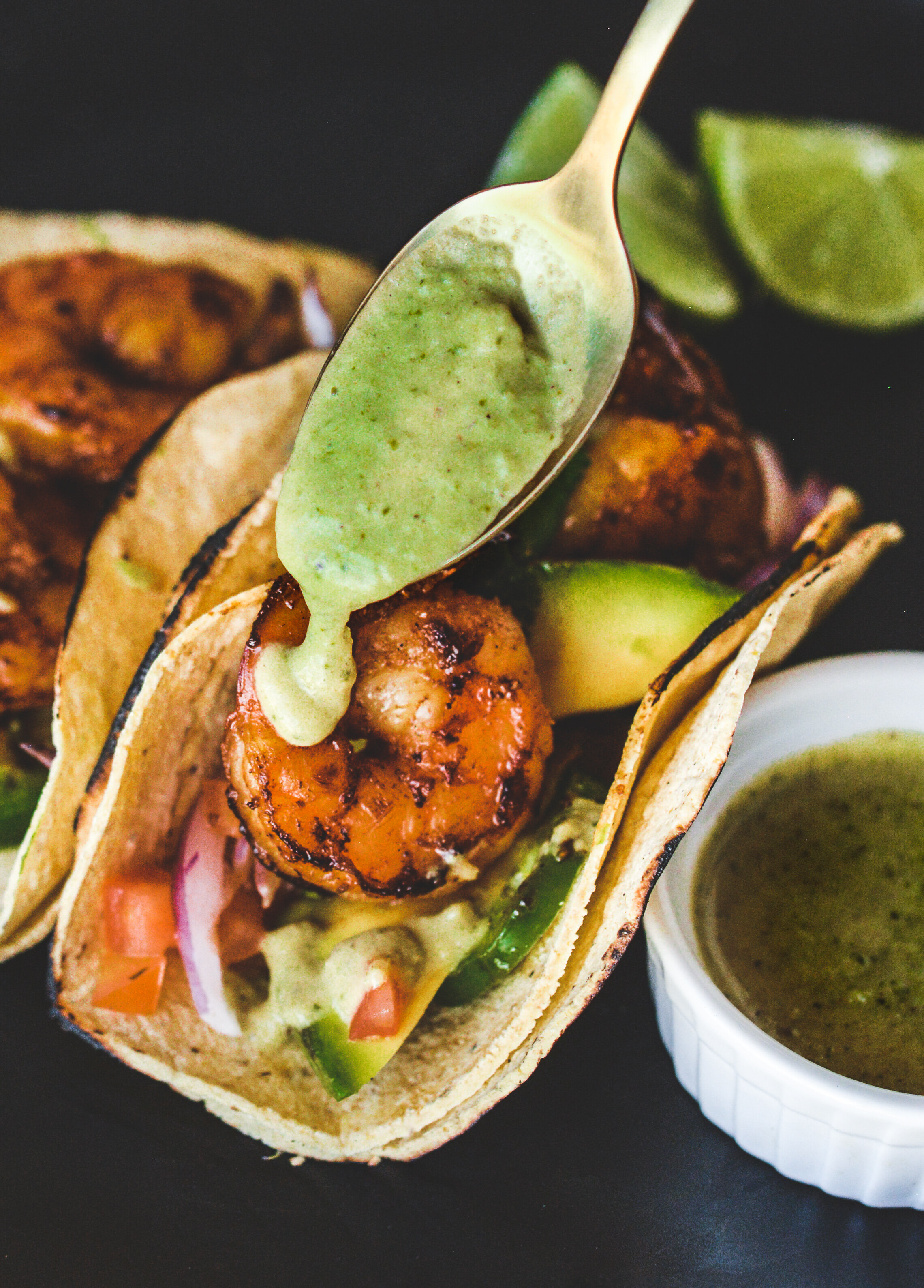 Tacos de Camarón Cajún con Salsa Verde — A Kitchen Obsession