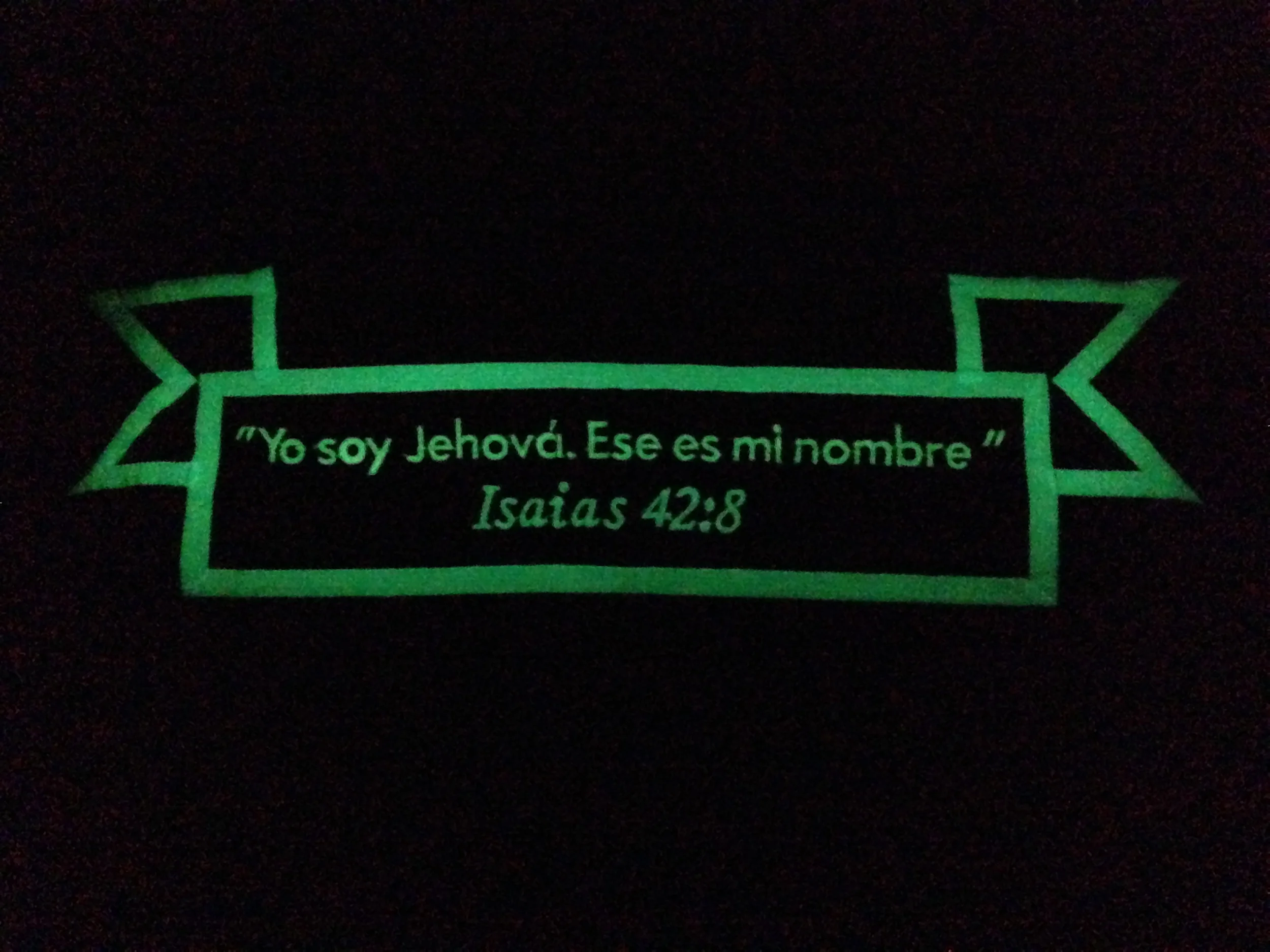 This picture is glow in the dark on the above pillow.