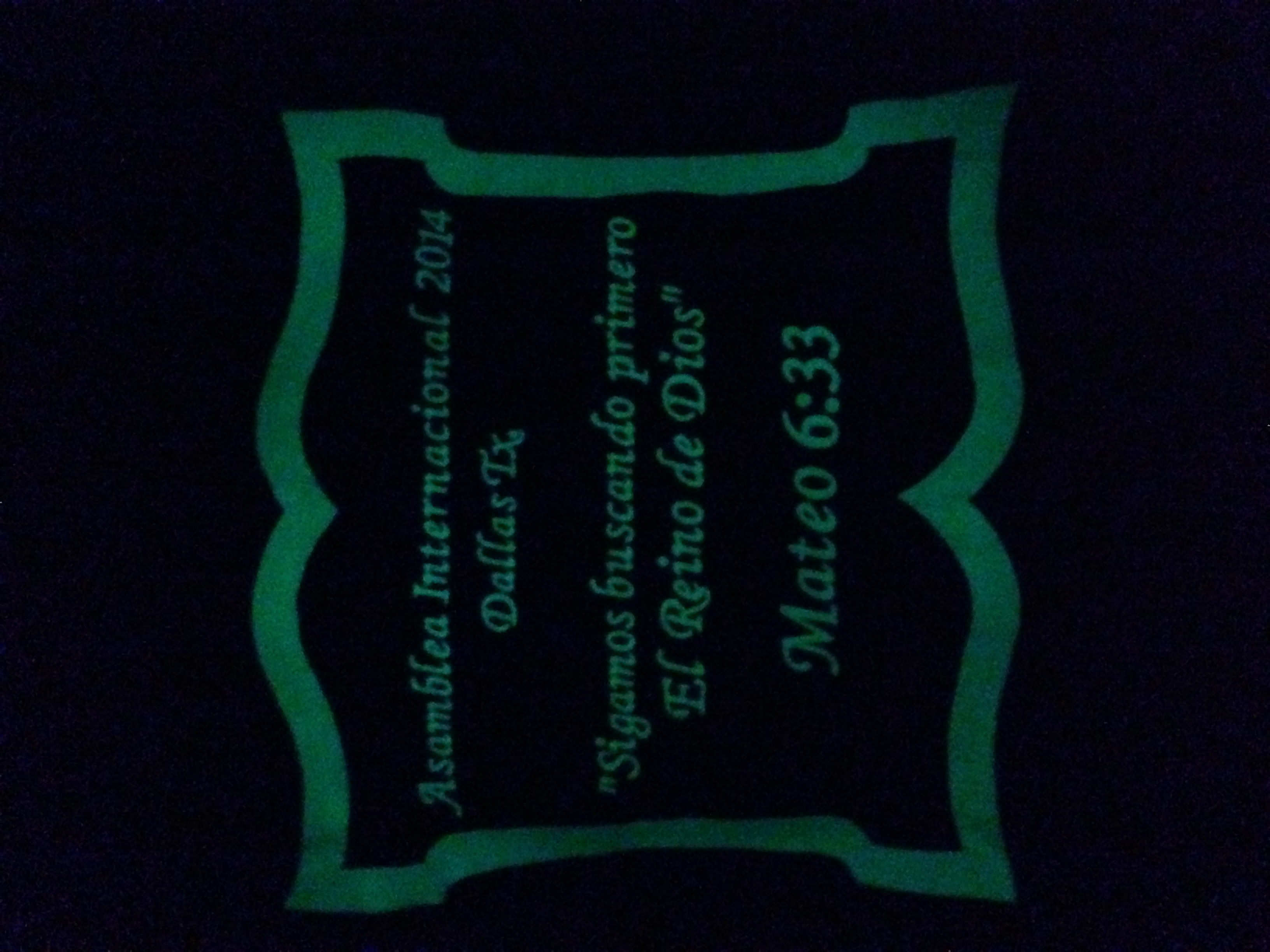 This picture is glow in the dark on the above pillow.