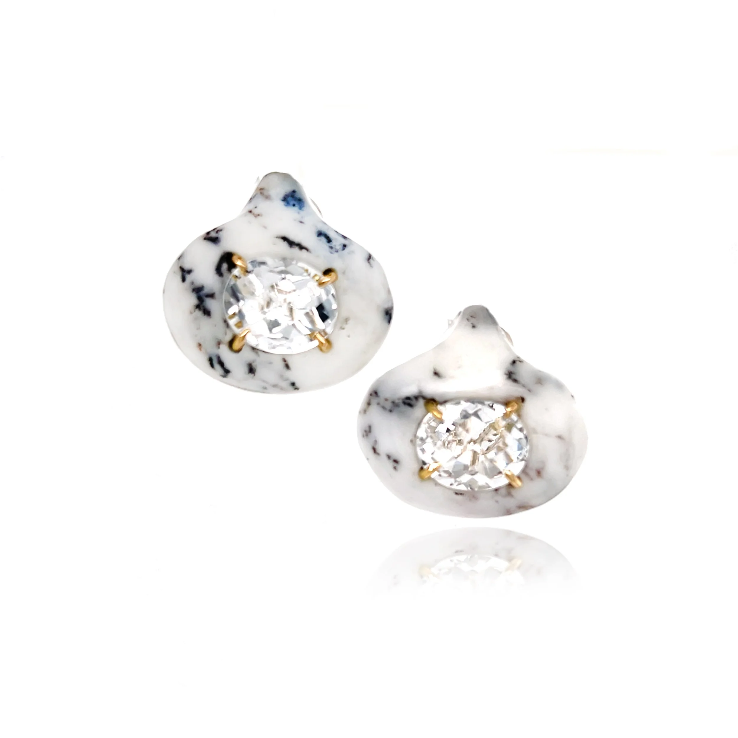 White tear drop shaped earrings