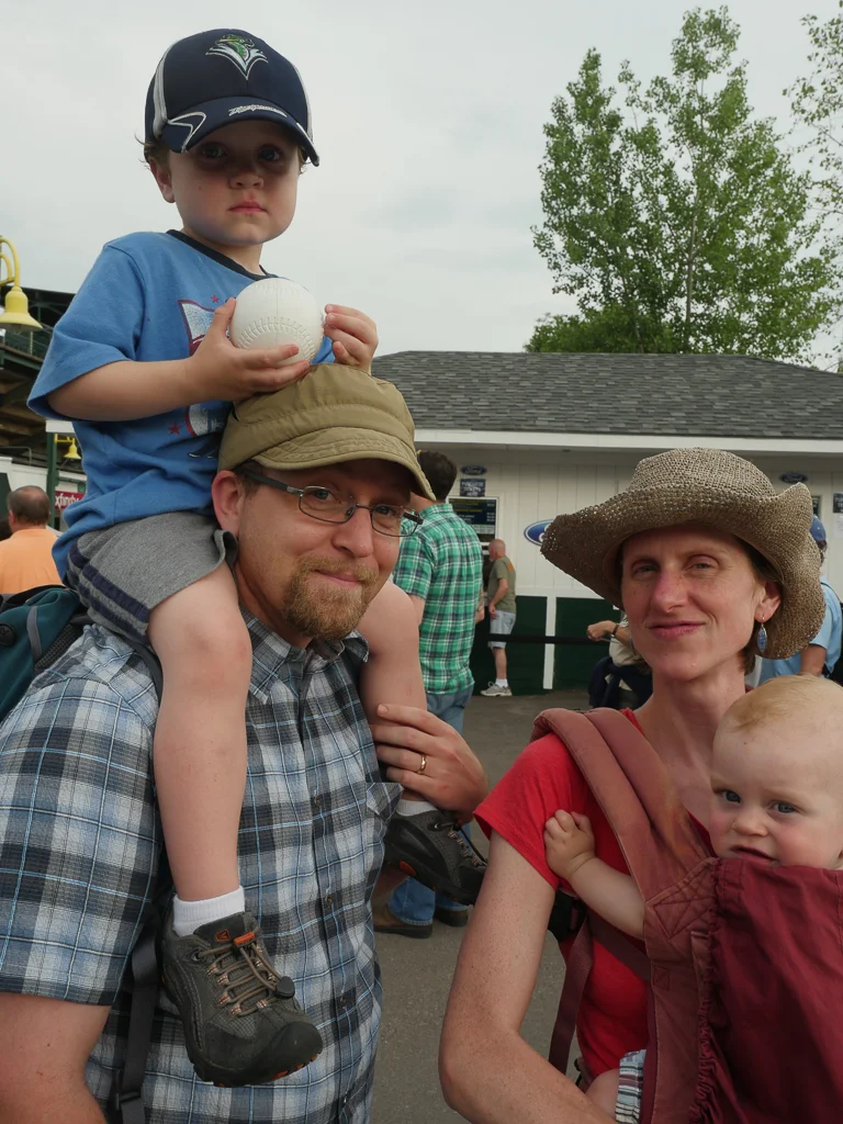A young faculty family excited for the game