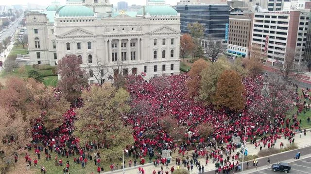 Time: Thousands of Teachers Pack Indiana Statehouse, Calling for Increased Pay and More School Funding (11/19/19)