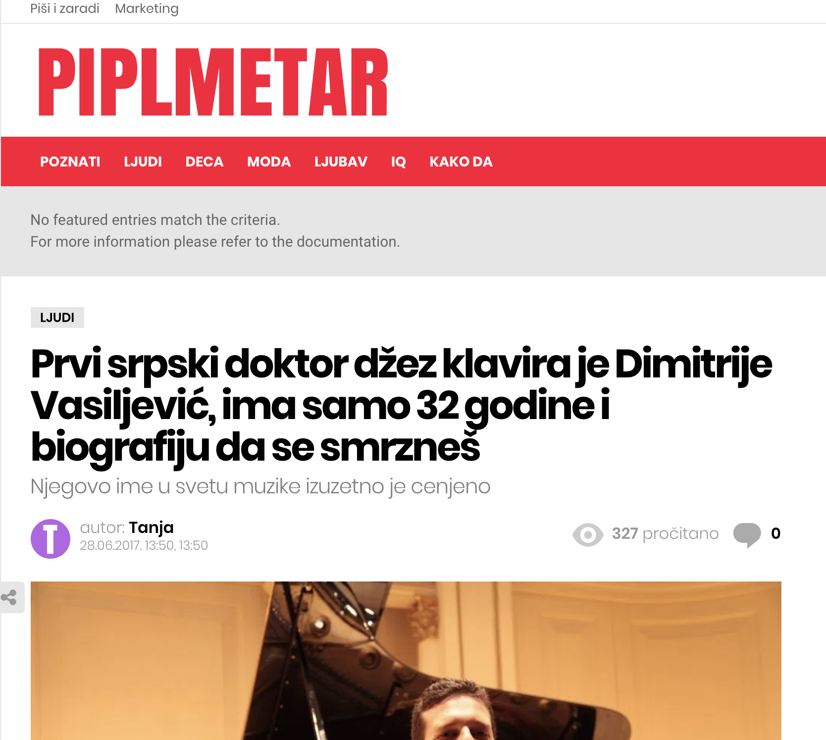 PIPLMETAR: Prvi srpski doktor dzez klavira