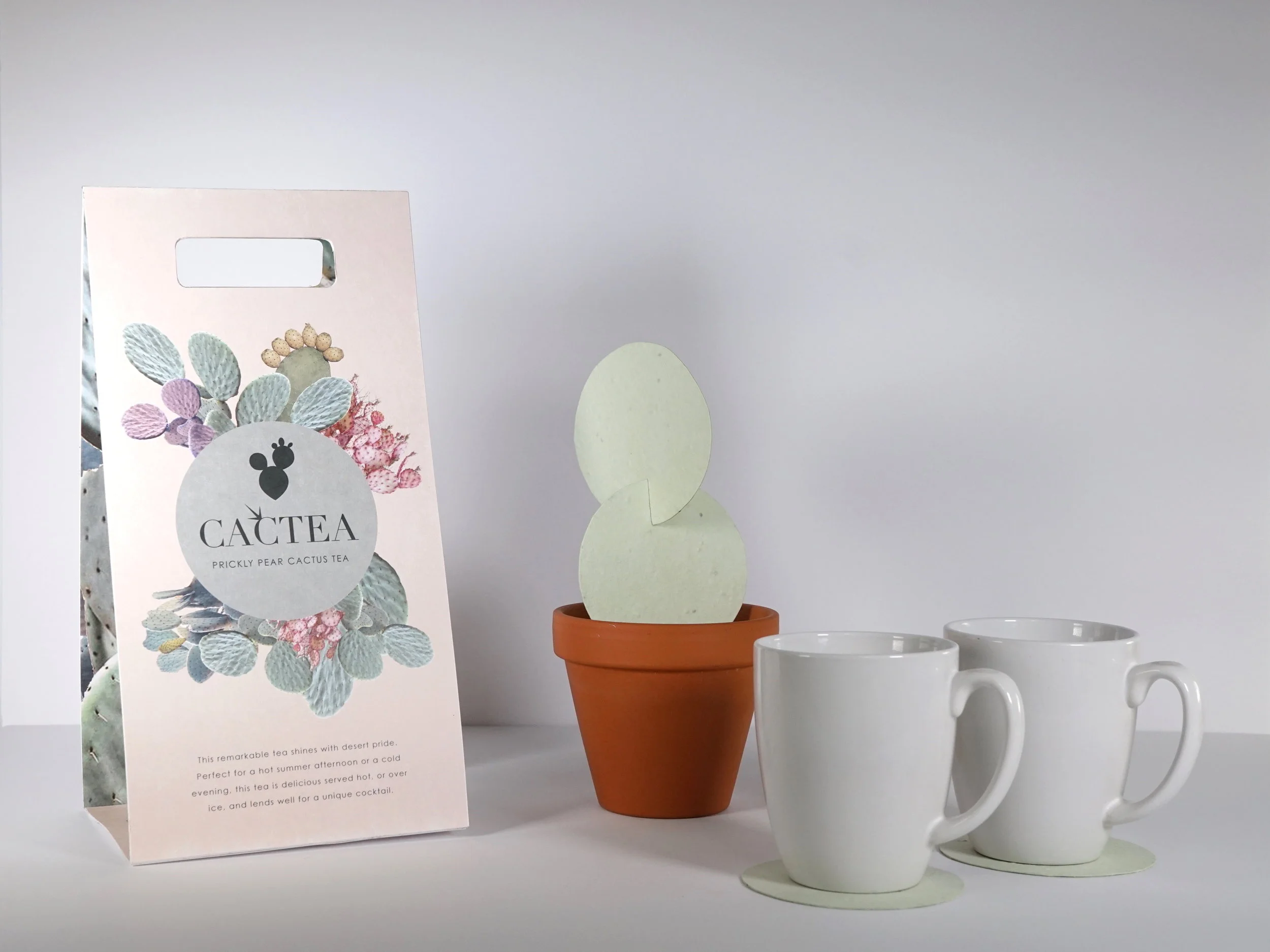  Paper cactus components can be used as coasters, and planted in the the terra-cotta pot once all the tea is consumed.&nbsp; 