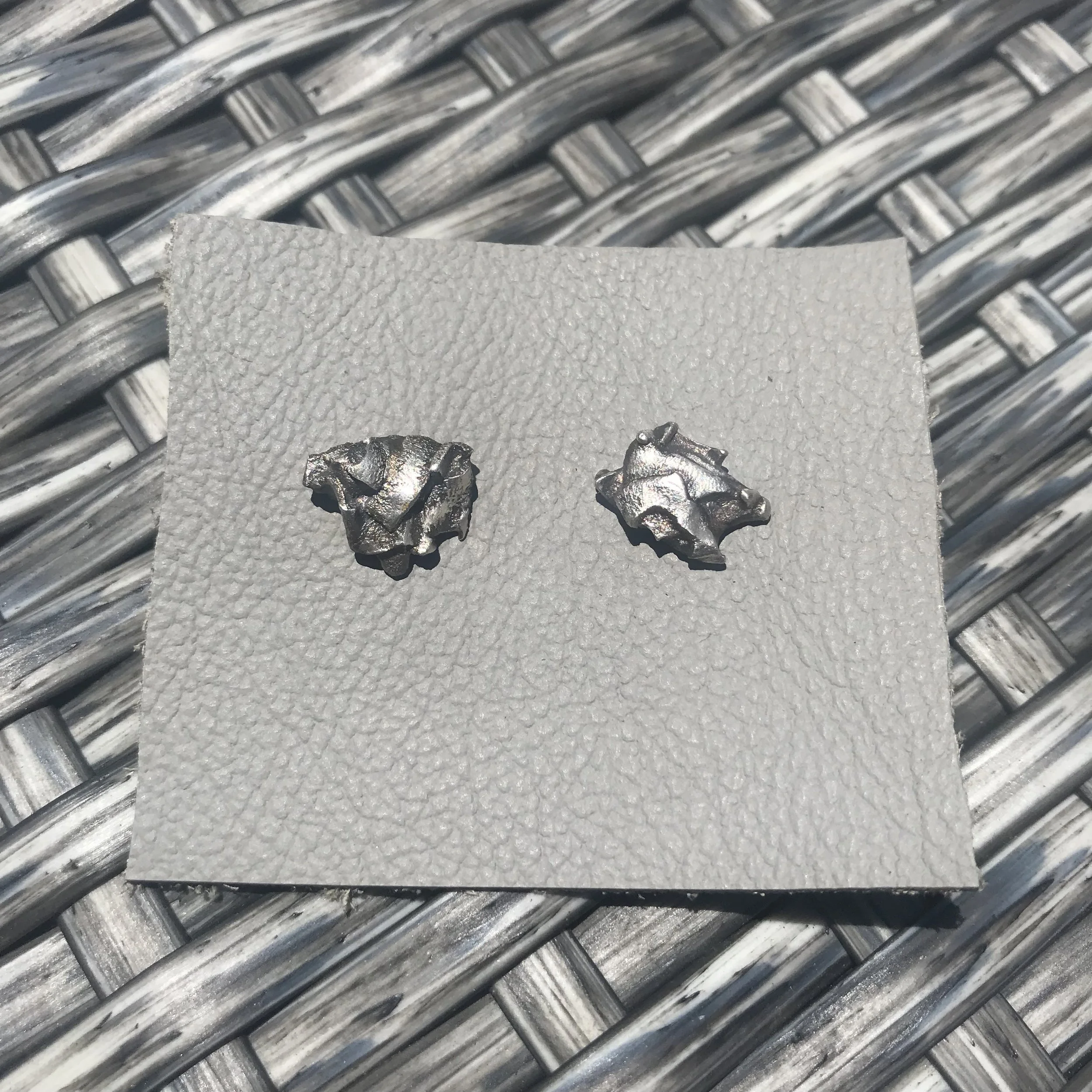 Oxidized Meteorite stud earrings 