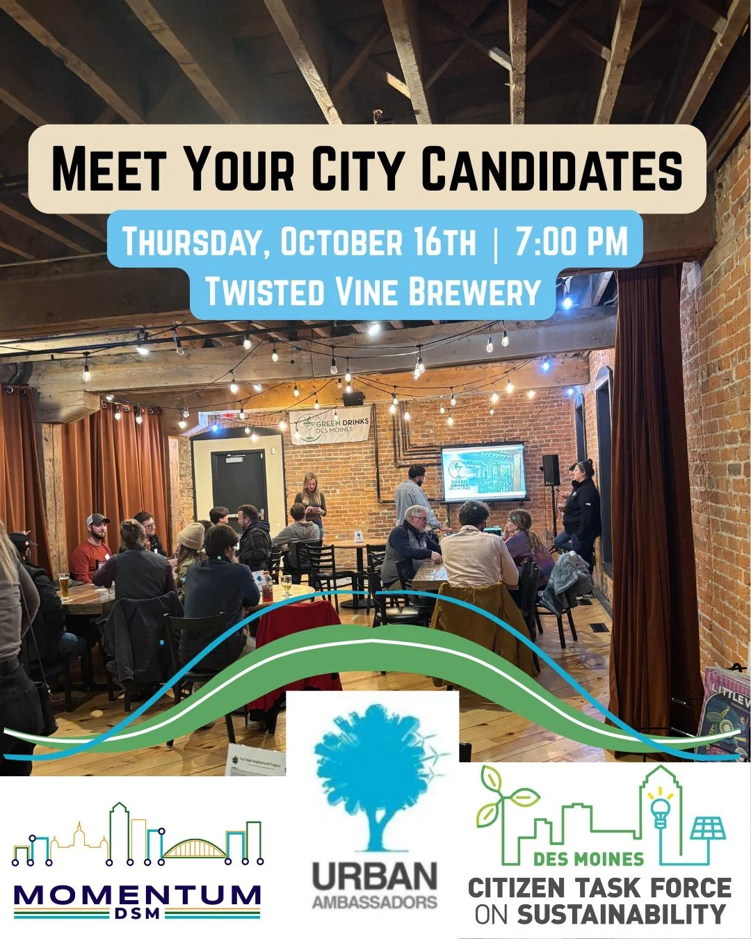 Curious about who's running for local office? Join Urban Ambassadors, the Climate Task Force, and Momentum DSM for an engaging game show-style sustainability-themed event featuring candidates for city and county positions. It's your chance to learn a