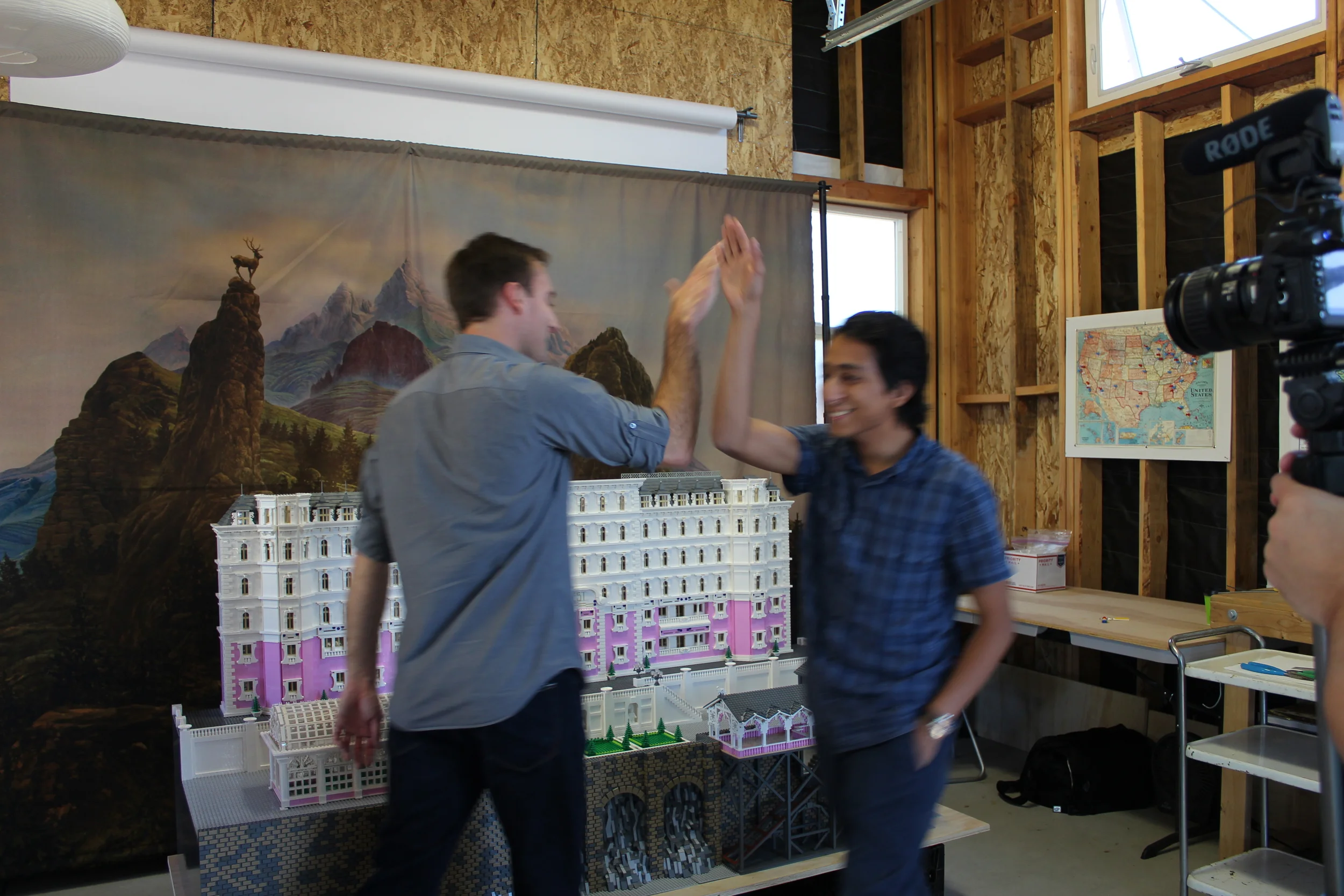 Copy of Tony Revolori and Ryan Ziegelbauer after a day of Grand Budapest LEGO Hotel inspection.