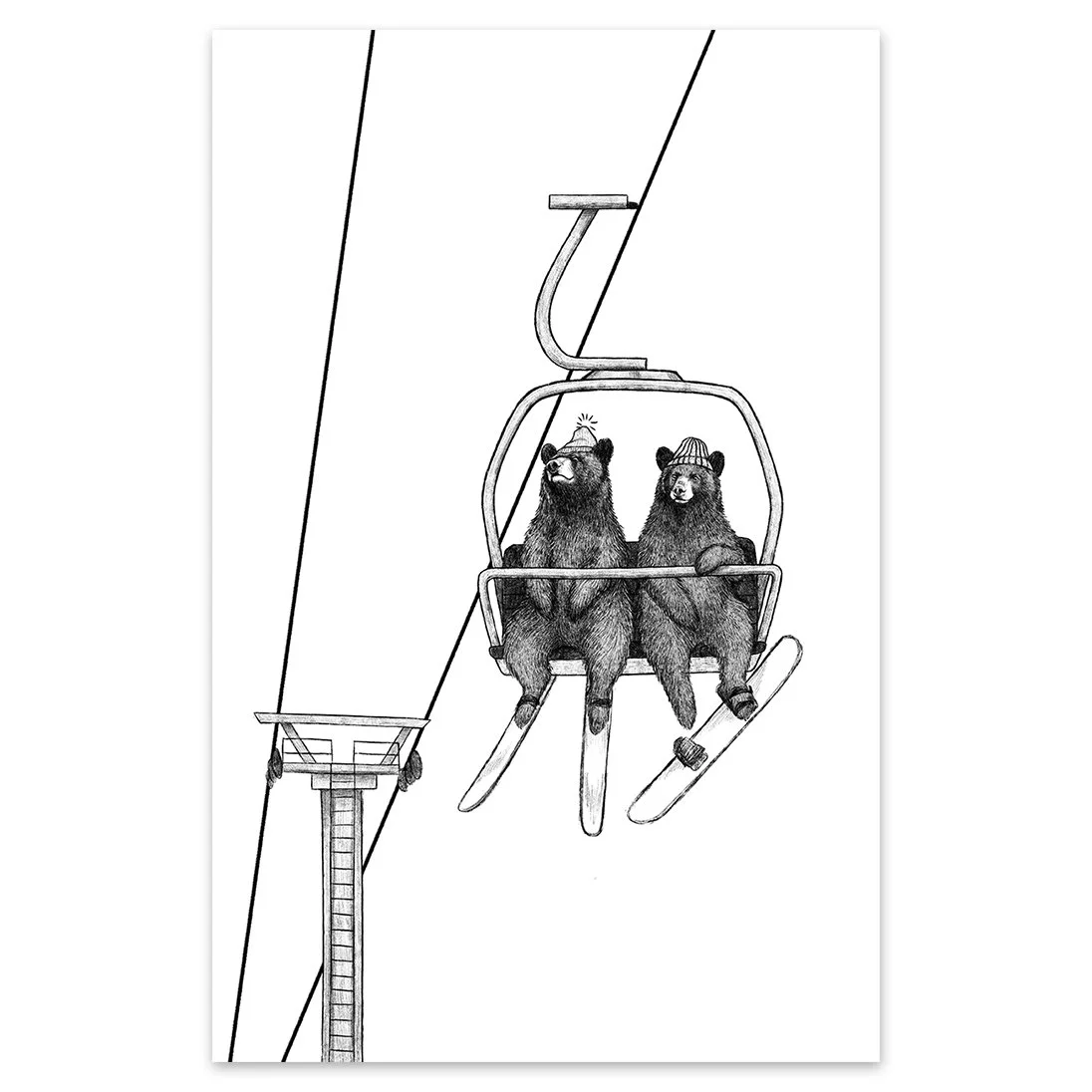 Chairlift Bears - 11x17 print