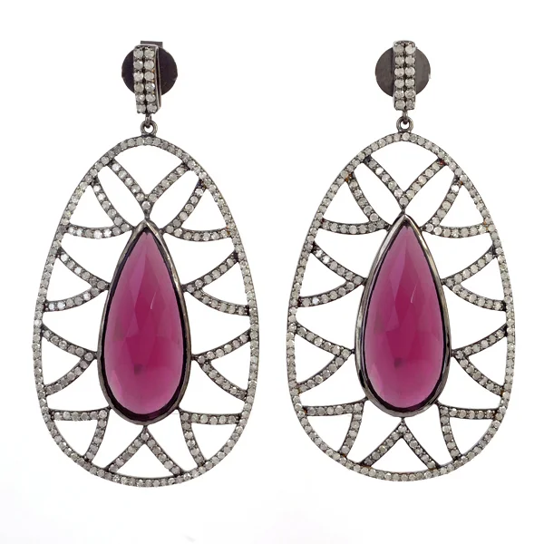 Bora Bora Earrings - Rubelite &amp; Diamonds 