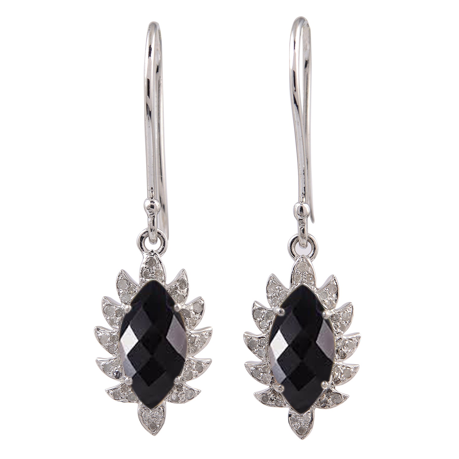 Meditation Earrings Semi Precious Gemstone Earrings Birthstone Earrings Beautiful Black Onyx Sterling Silver Dangle Earrings