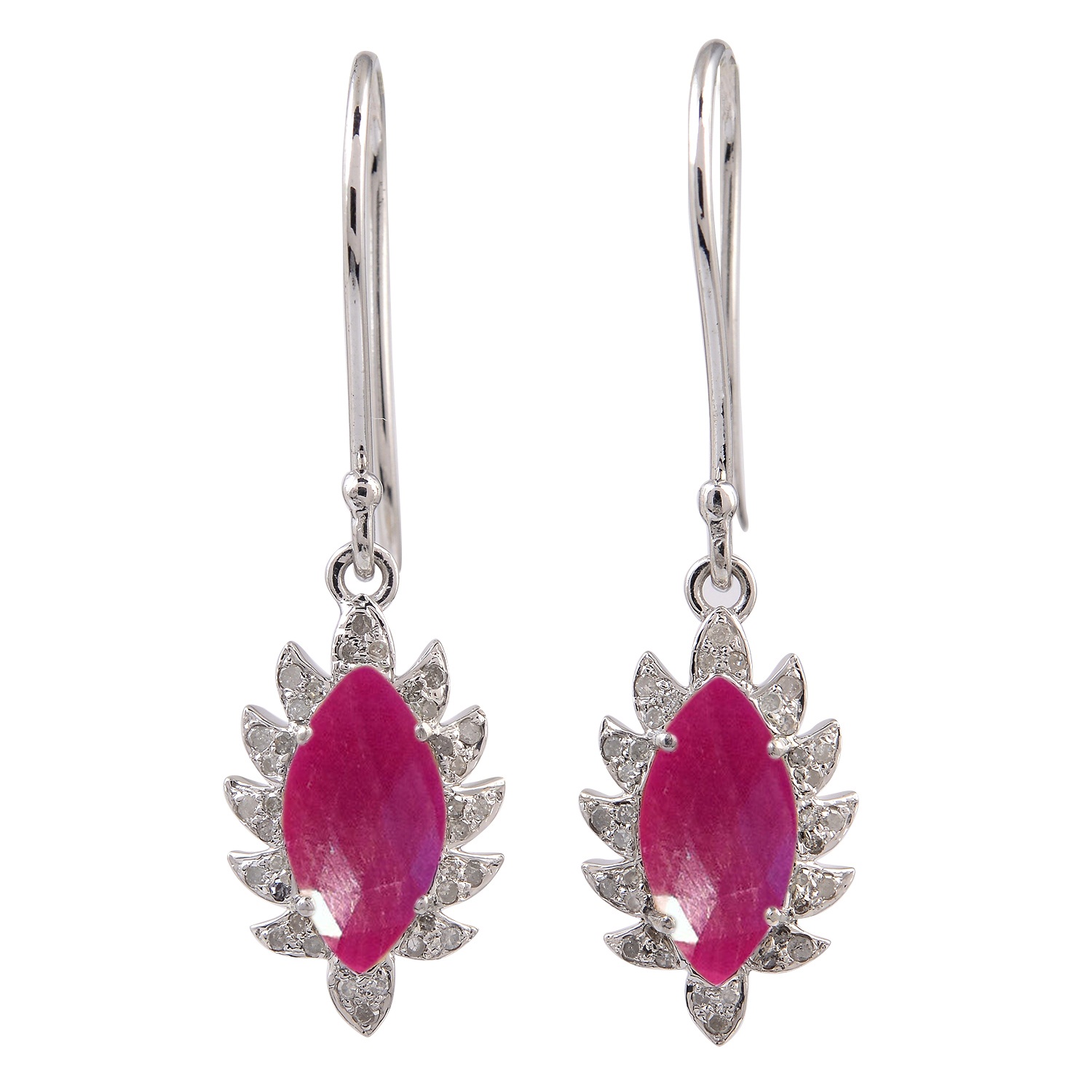 CLAW Mini Drop Earrings - Rubellite and Diamonds