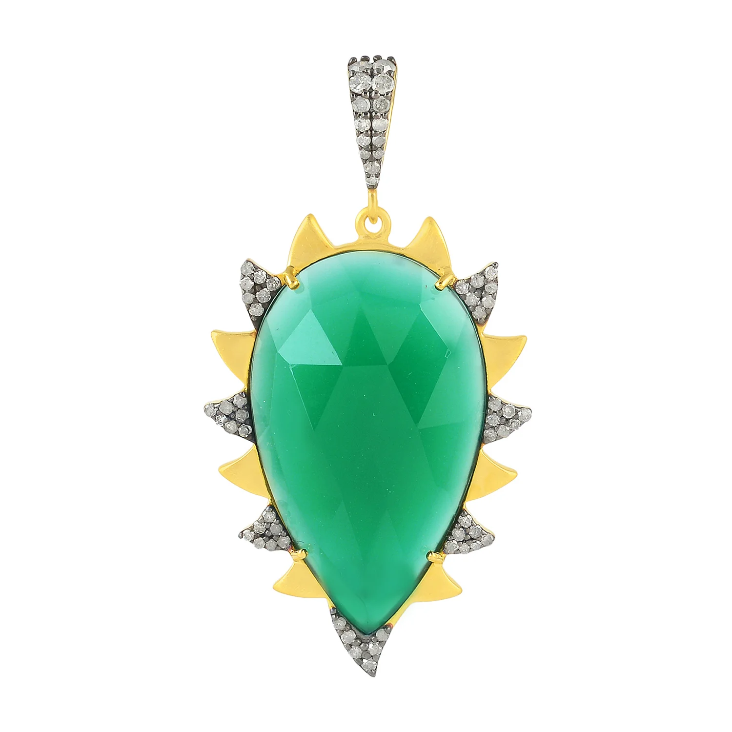 Claw Pendant - Green Onyx and Alt Diamonds