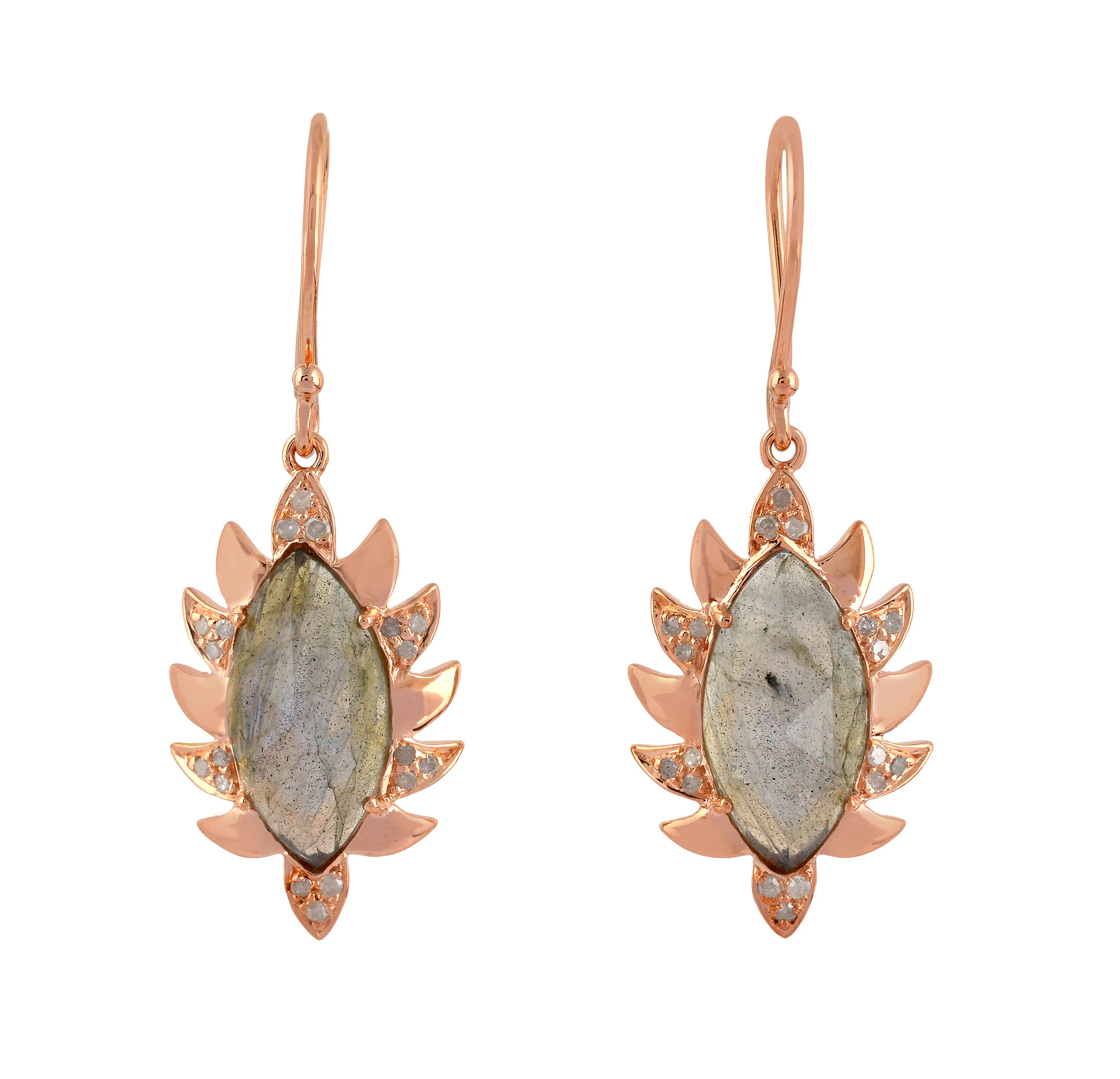 CLAW Single Drop Earrings - Labradorite and Alt Diamonds