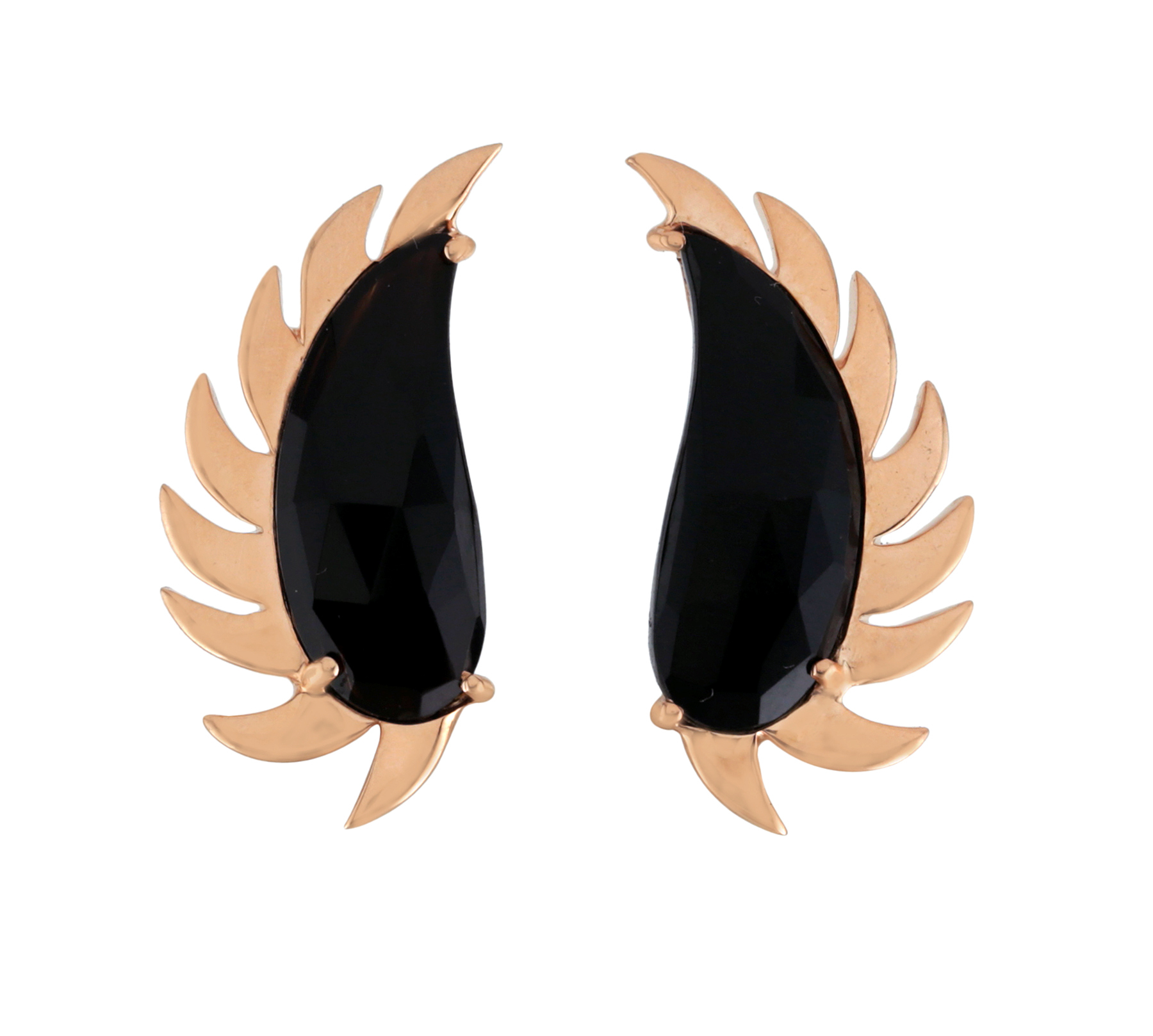 Claw Half Moon Studs - Black Onyx