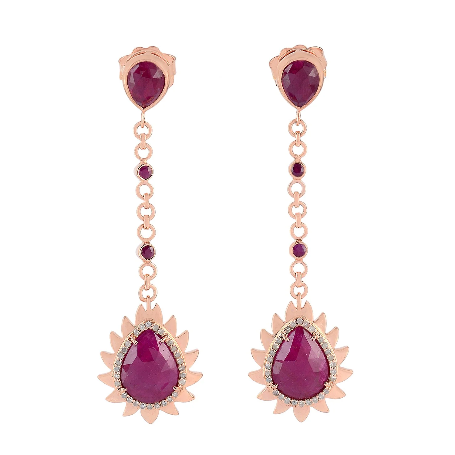 Flame Earrings - Ruby & Diamonds 