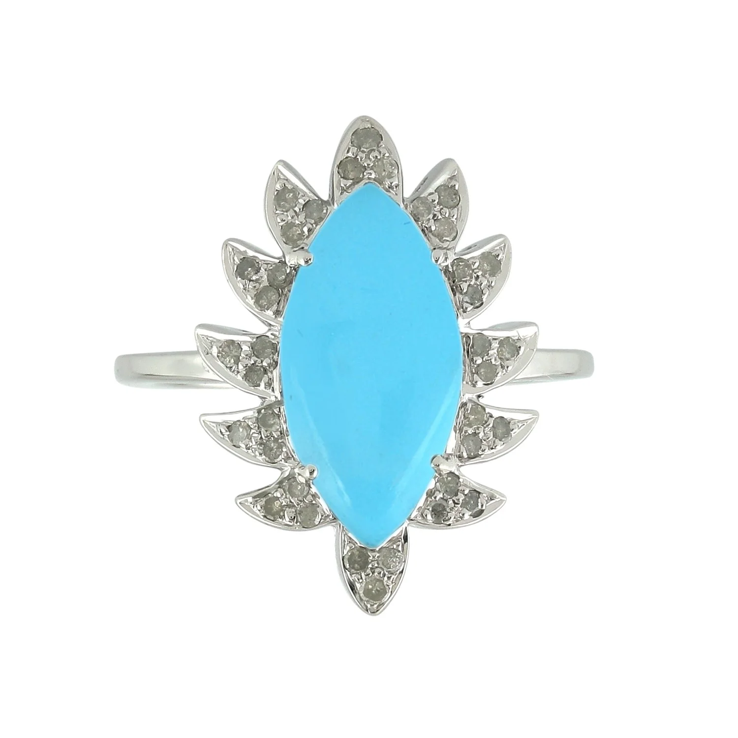 Claw Marquise Turquoise Diamonds Ring