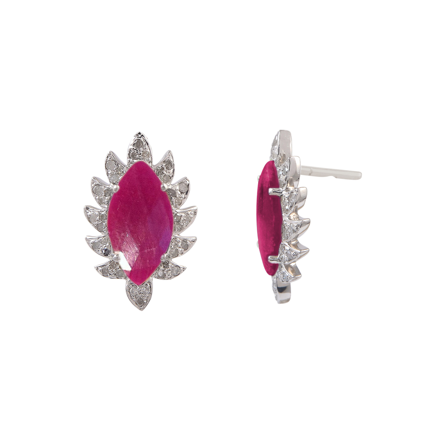 CLAW Mini Stud Earrings Rubellite and Diamonds