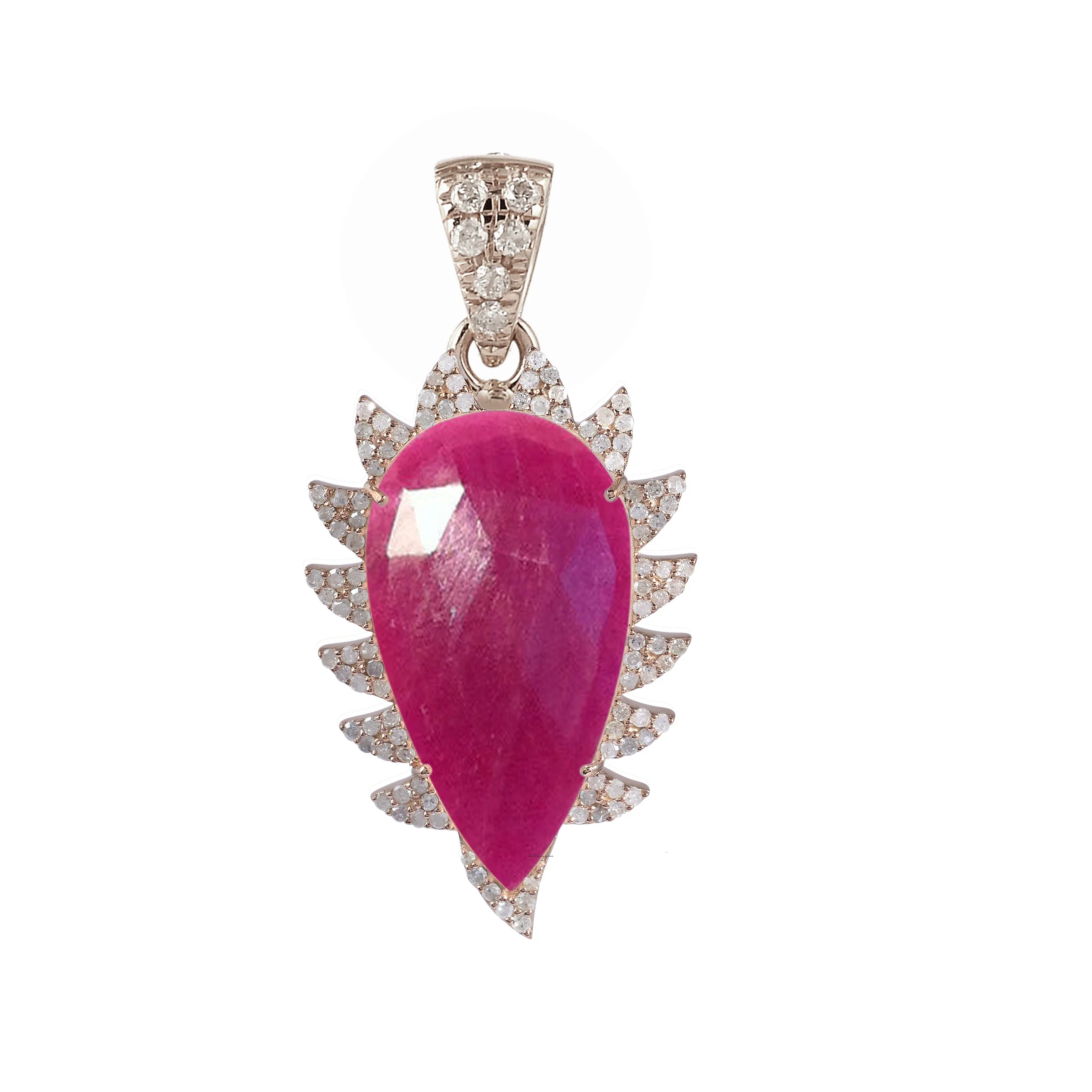 Claw Rubelite Diamonds Pendant Necklace