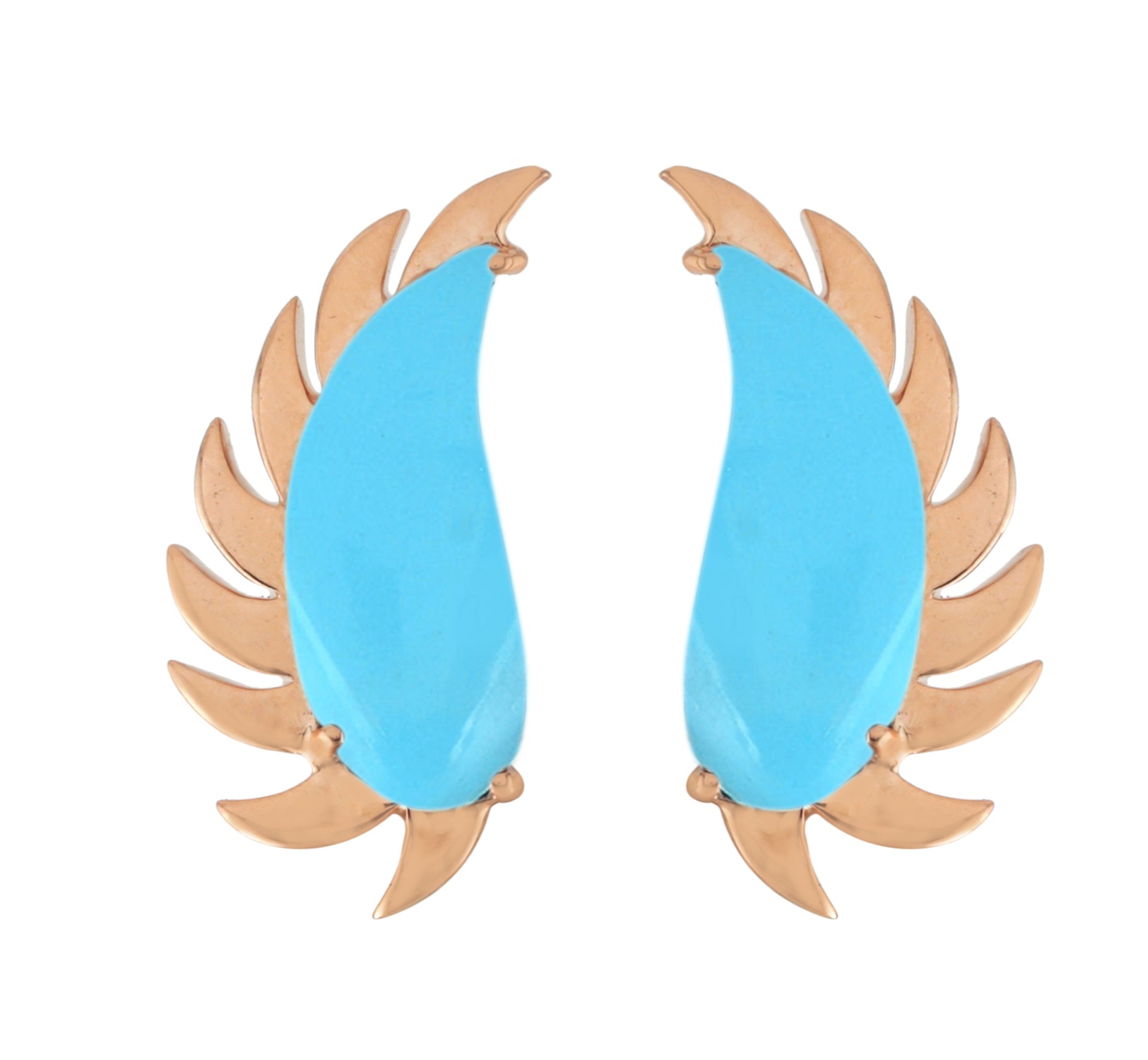 Claw Half Moon Turquoise Studs