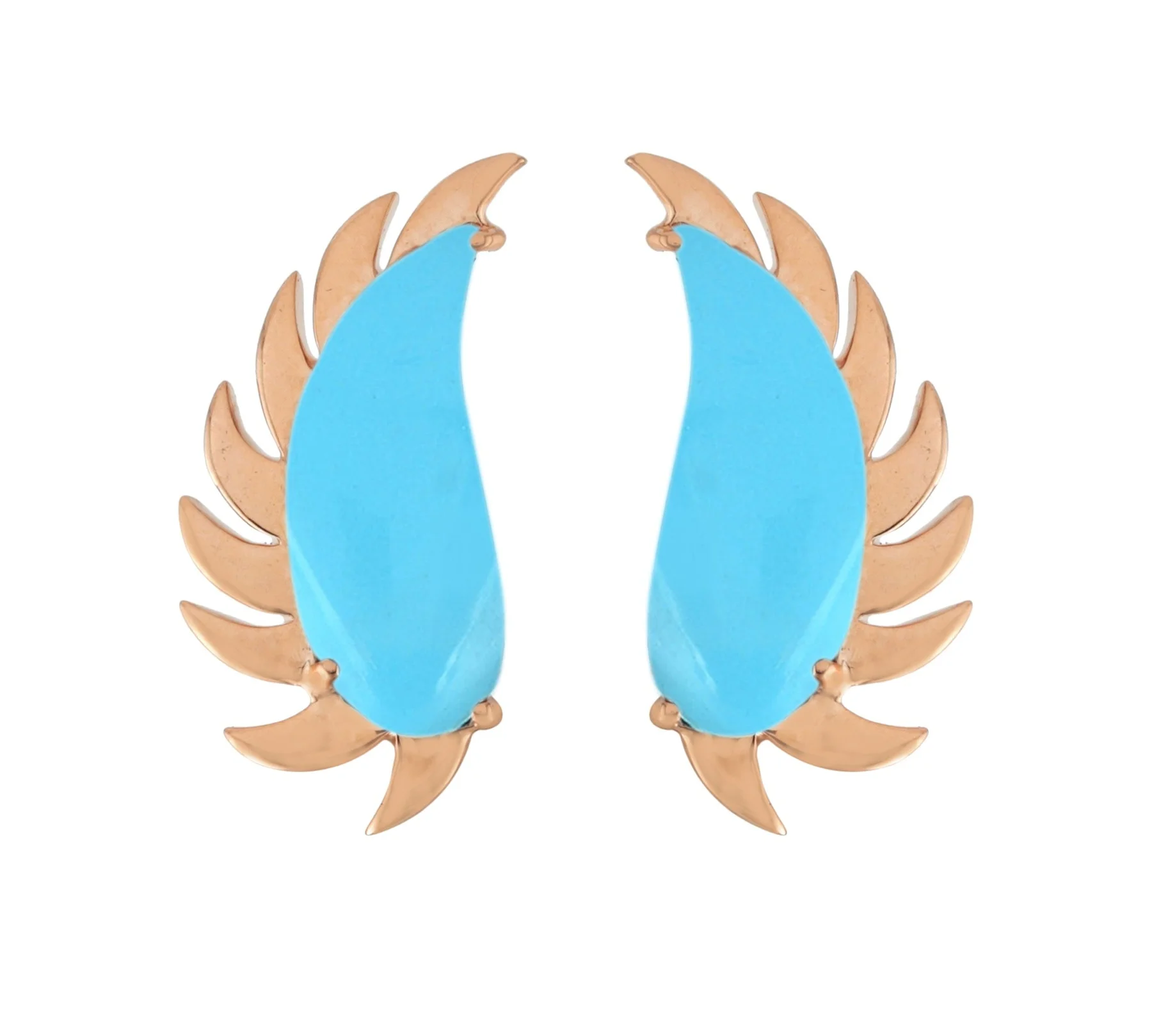 Claw Half Moon Turquoise Studs