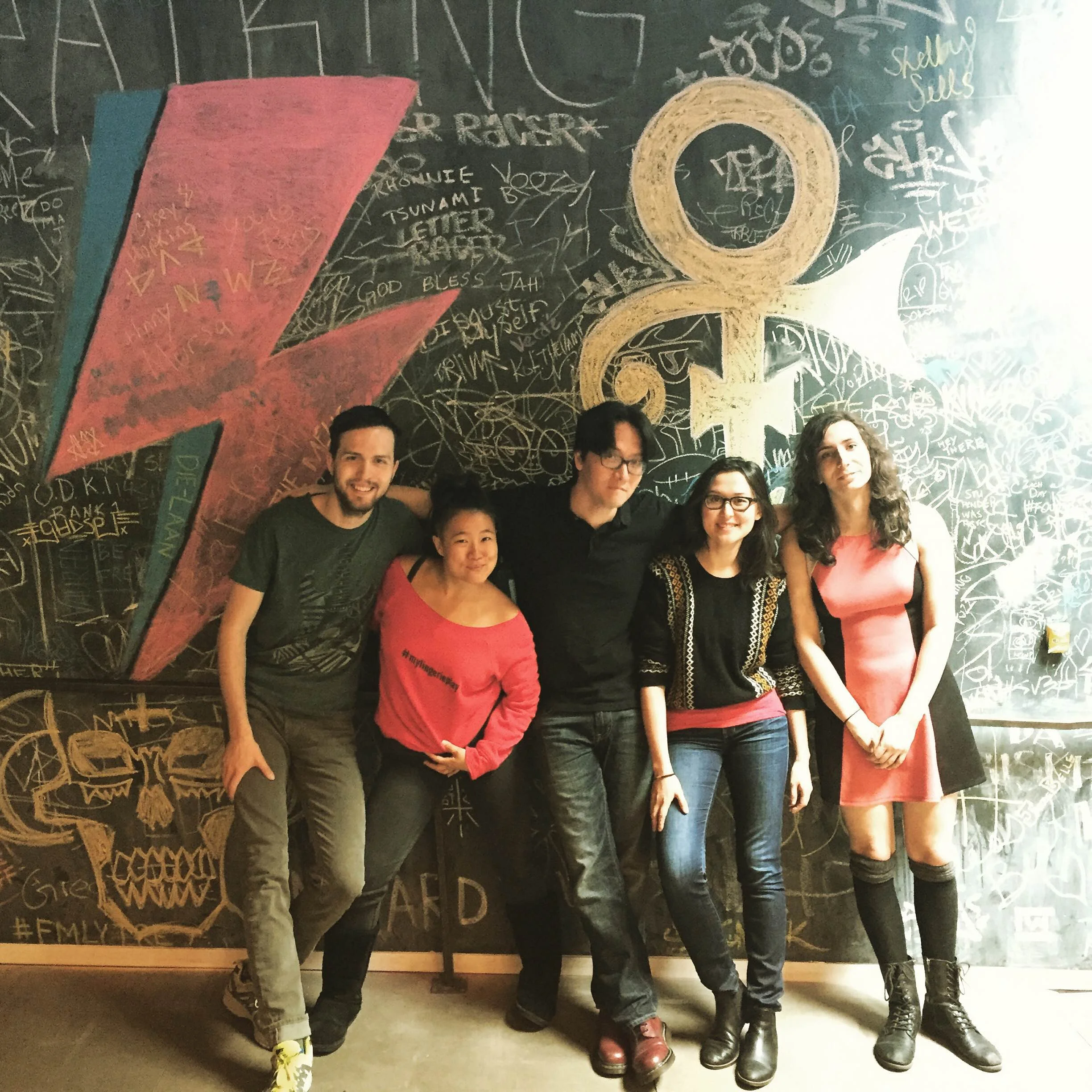 from left: Ryan McCurdy, Diana Oh, Matt Park, Emily Gardner Hall, Andi Buch
