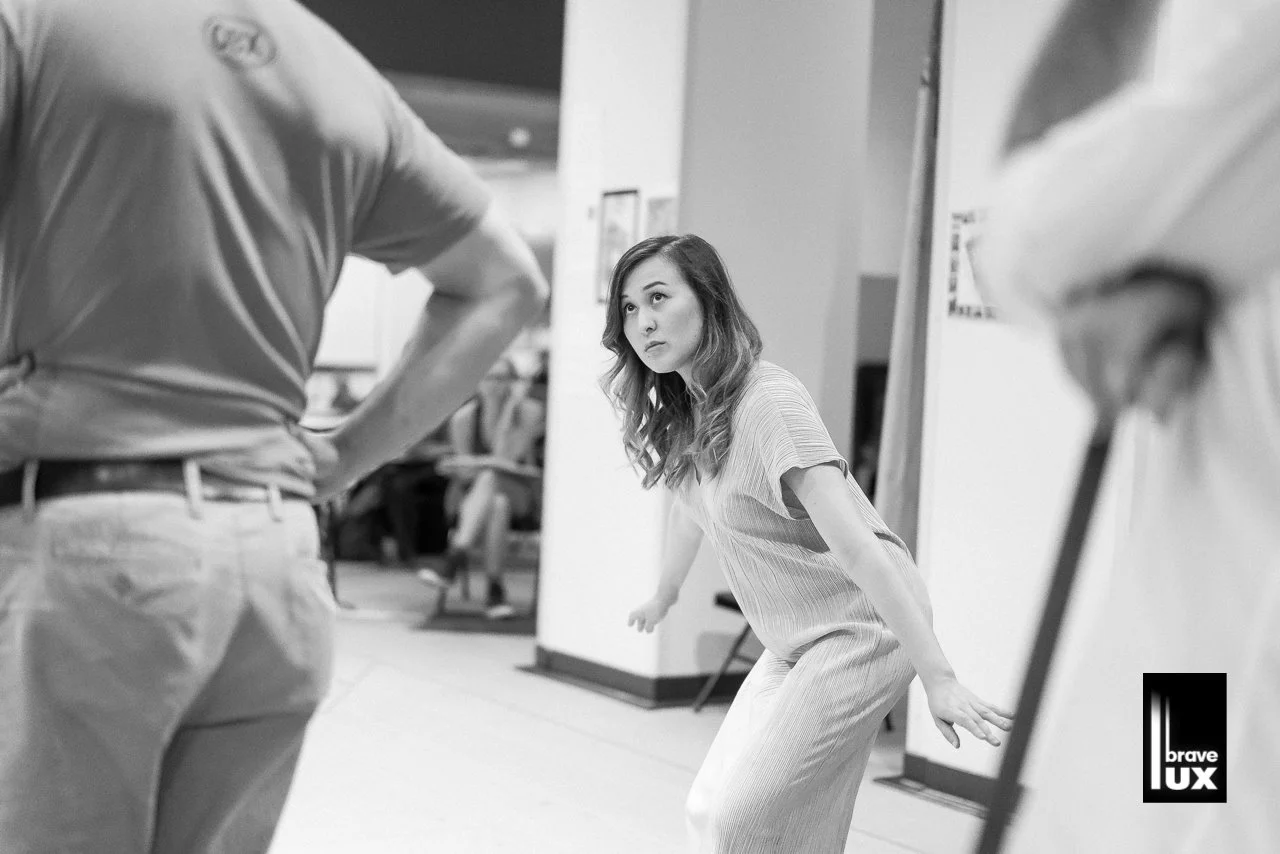 Emily Gardner Xu Hall in rehearsal for NELL GWYNN