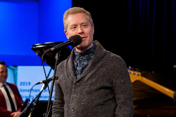 Anthony Rapp, original Broadway cast member of Rent, speaking about Jonathan Larson to the recipients. Photo: Jennifer Broski for BroadwayWorld