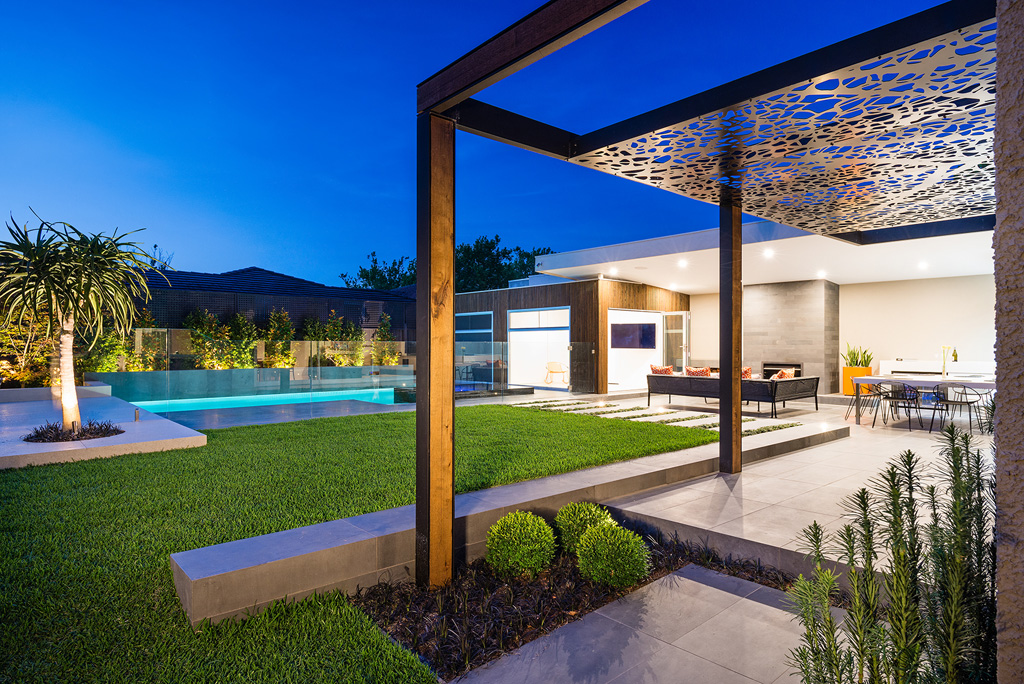 Rear Landscape, Pool, Pergola