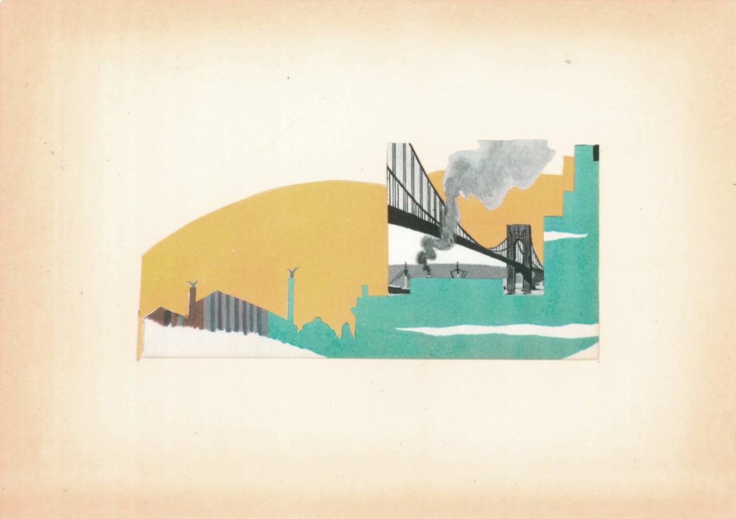 Brooklyn Summer (Physical Collage - 2014) [Price: $450 - Framed: 15" x 12.25" - Unframed: 9.75" x 7"]