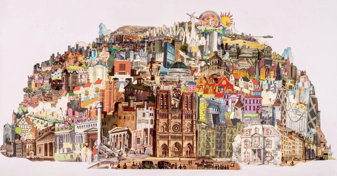 Dream City (Analog Collage - 2017 - Made up from over 300 clips -&nbsp;32" x 49")