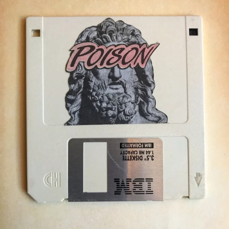Zeus is Poison (Analog Collage on a 3.5" Diskette - 2018)