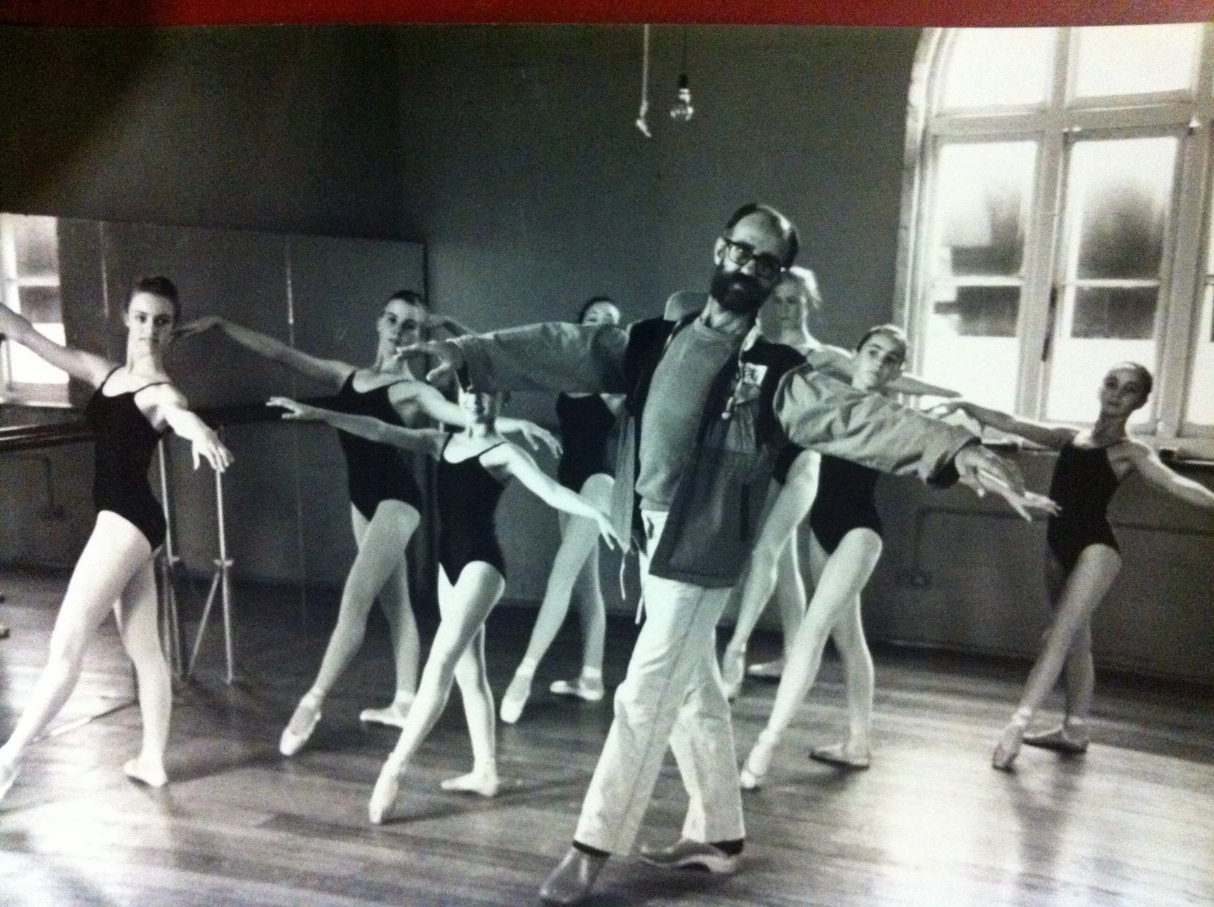 Mr Willoughby with students at studio on Mnt Alexander Rd, Essendon. Michela is one of them.