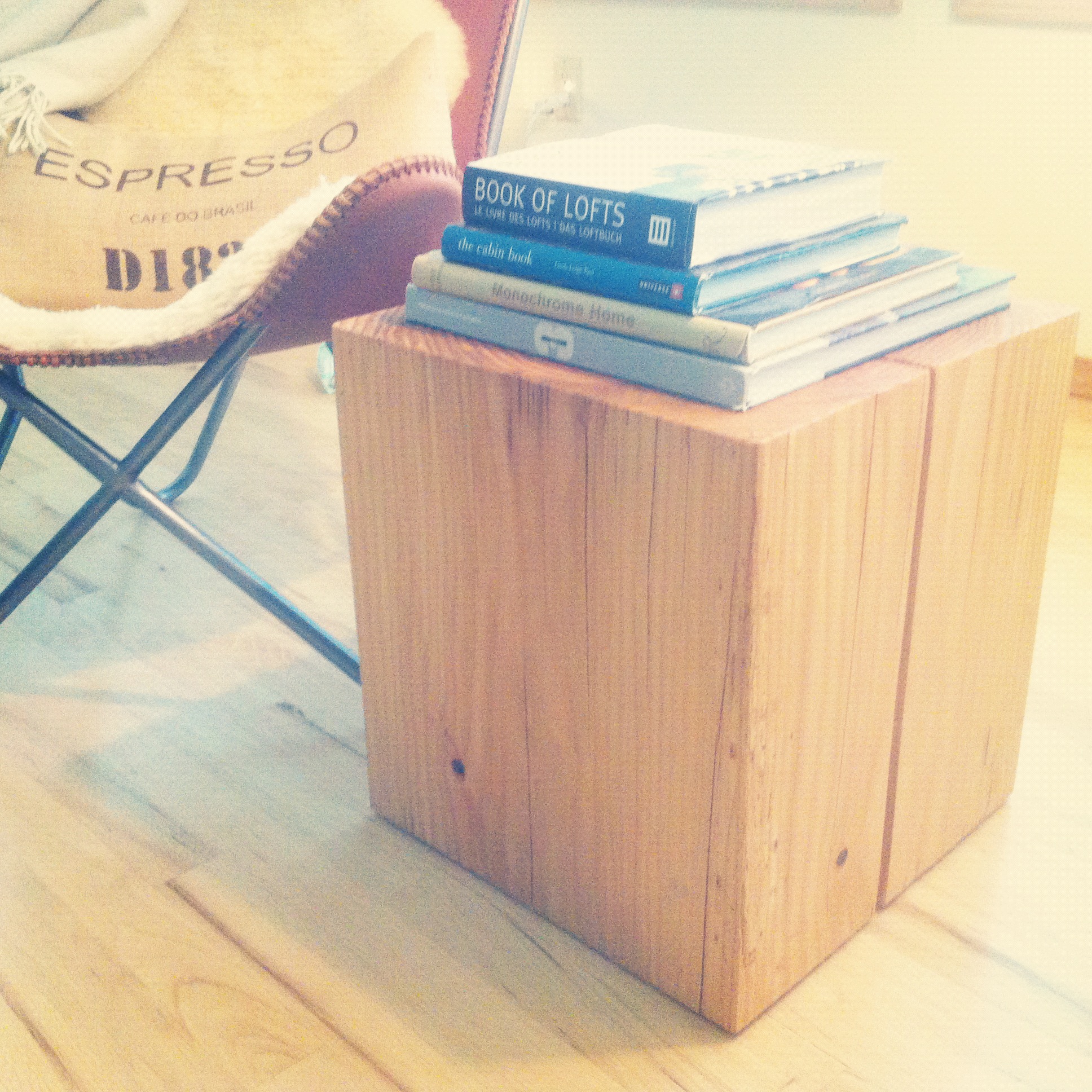 woodblock end table