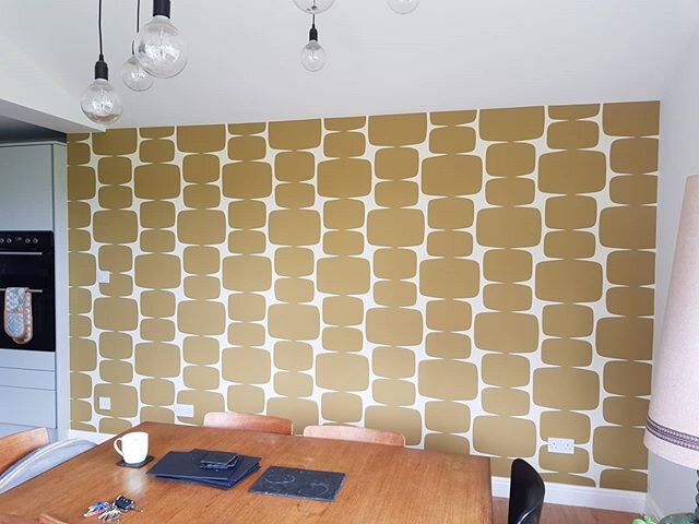 We're back! and what a way to return by putting the finishing touches to this kitchen/dining space for one of our repeat customers. The walls and wood work have been given a fresh coat of white paint to off set the fab #bold and #bright retro print #
