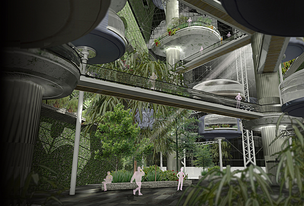 Interior view of public space at ground level