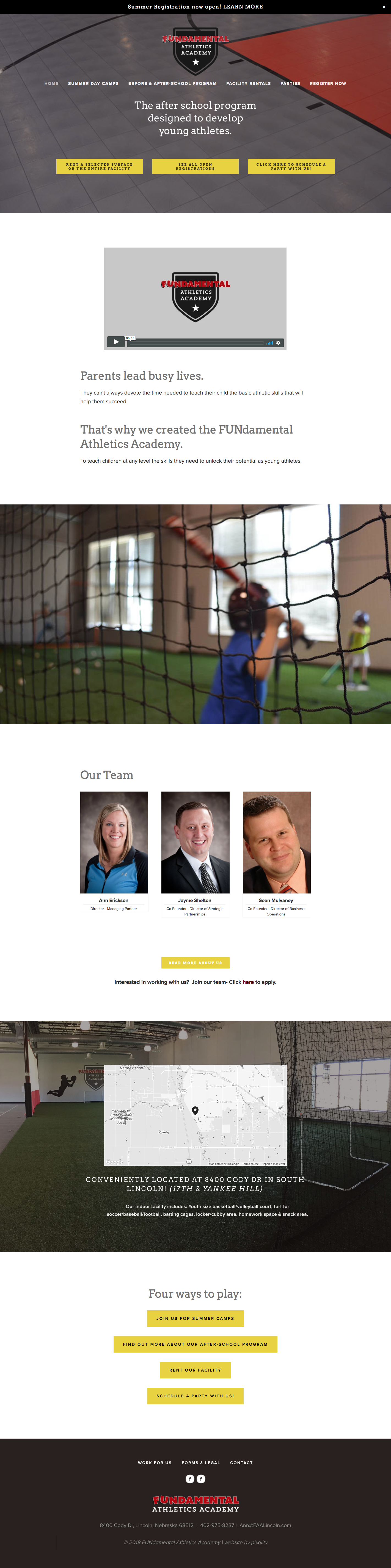 Squarespace web design | Fundamental Athletics Academy | Lincoln, NE