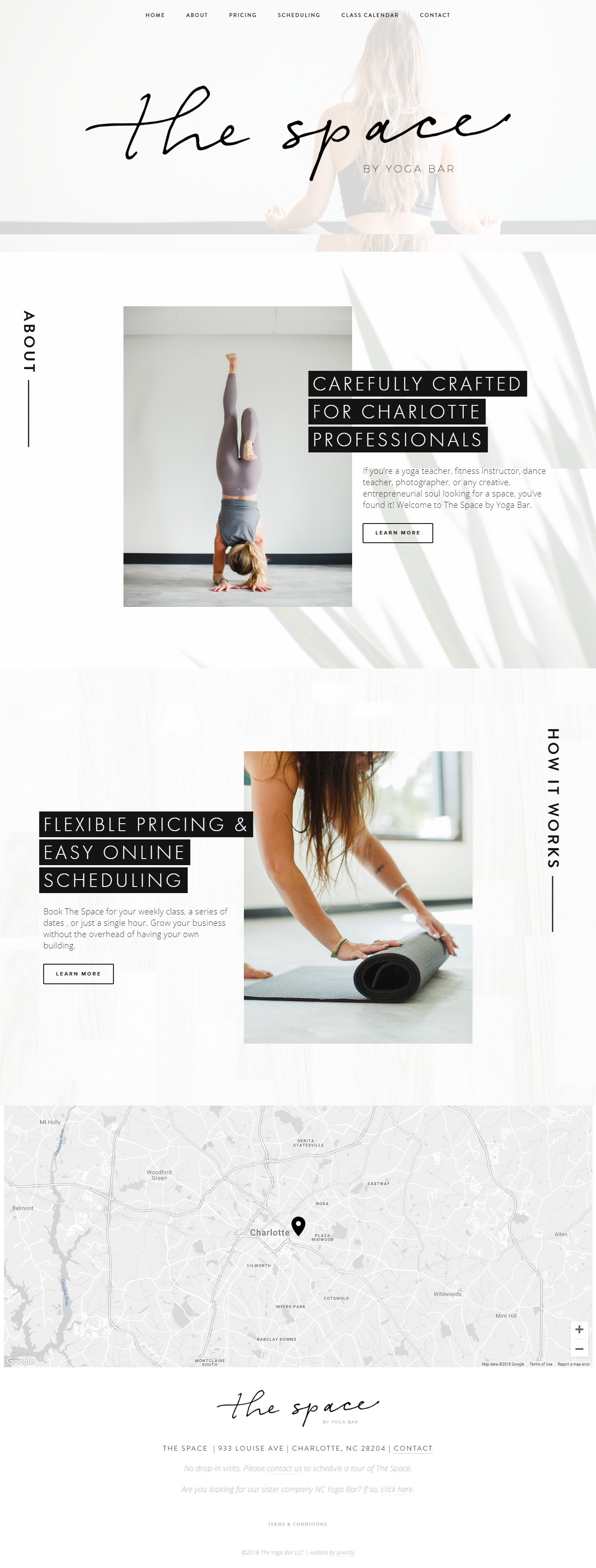 Home Page website design for Twist Yoga