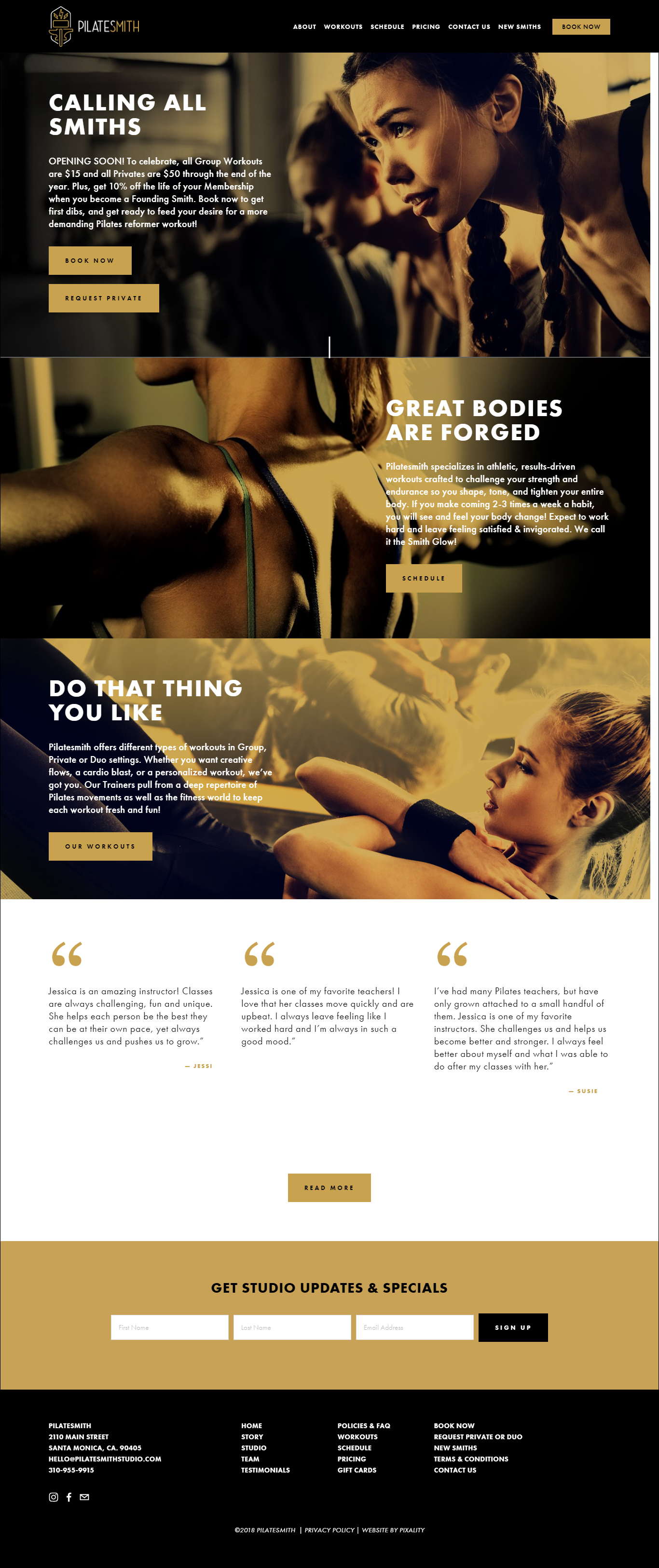 Home Page website design for Twist Yoga