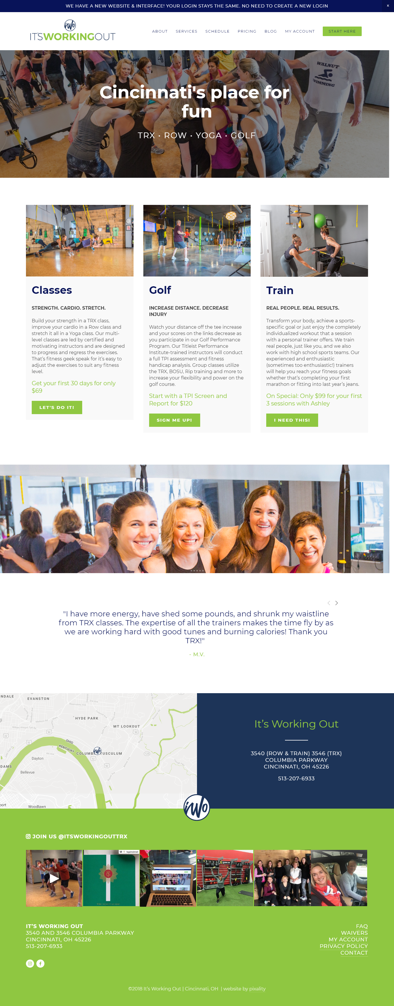 Home Page website design for Twist Yoga