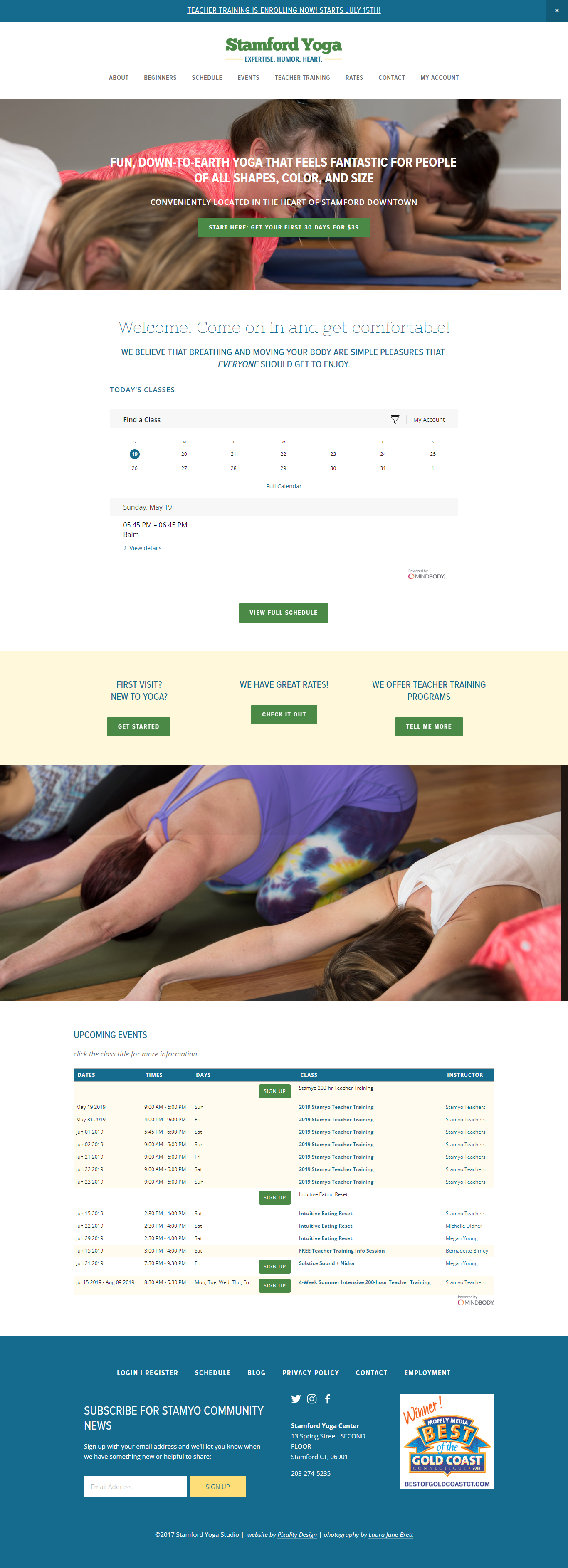 yoga studio web design for Stamford Yoga Center